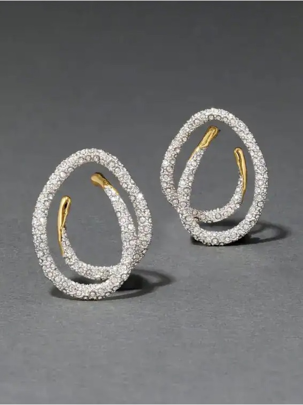 Alexis Bittar Solanales Crystal Pavé Spiral Hoop Earrings (MSRP $325)
